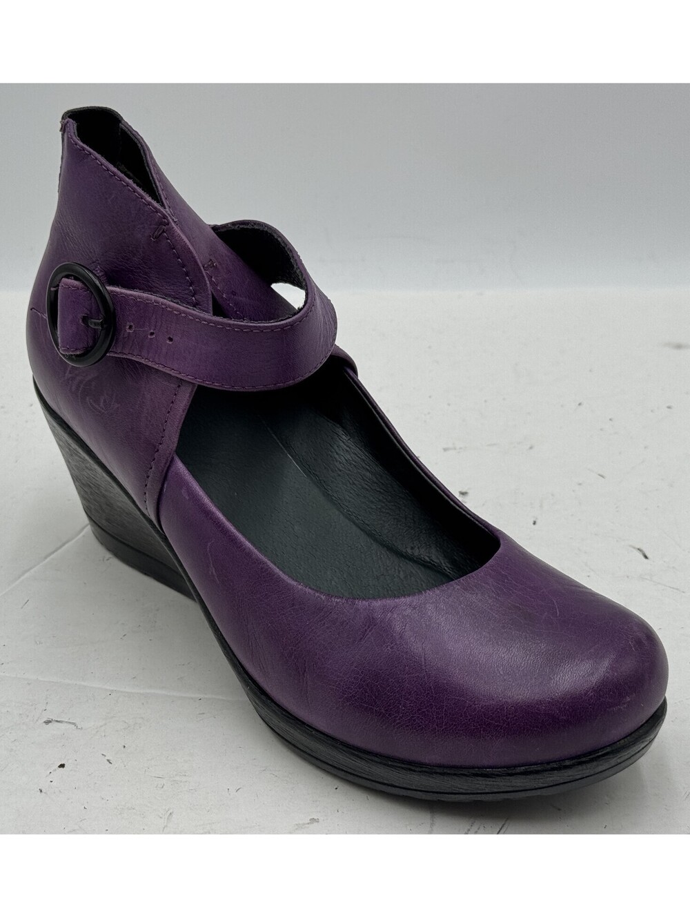 Dansko Rebel Women's Shoes Size 8.5-9 Plum Leather Round Toe Wedge Mary Jane